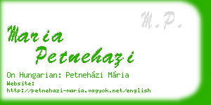 maria petnehazi business card